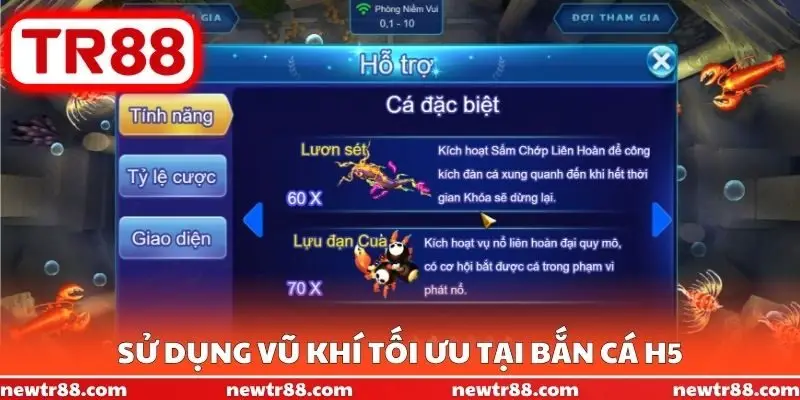 Sử dụng vũ khí tối ưu tại bắn cá H5